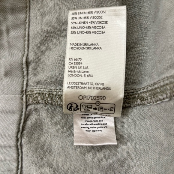 Anthropologie Pilcro Beach Cargo Linen Blend Wide Leg Pants Moss Green 24W Plus - Picture 13 of 15